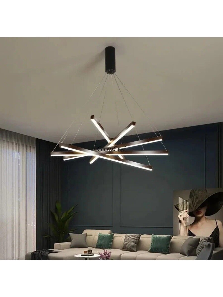 Люстра светодиодная LED 60 Вт, черный корпус, цилиндрическая, для гостиной и спальни