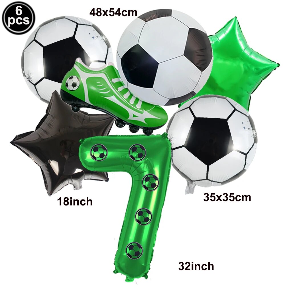 Набор футбольных шаров 6 шт. Green Number 7