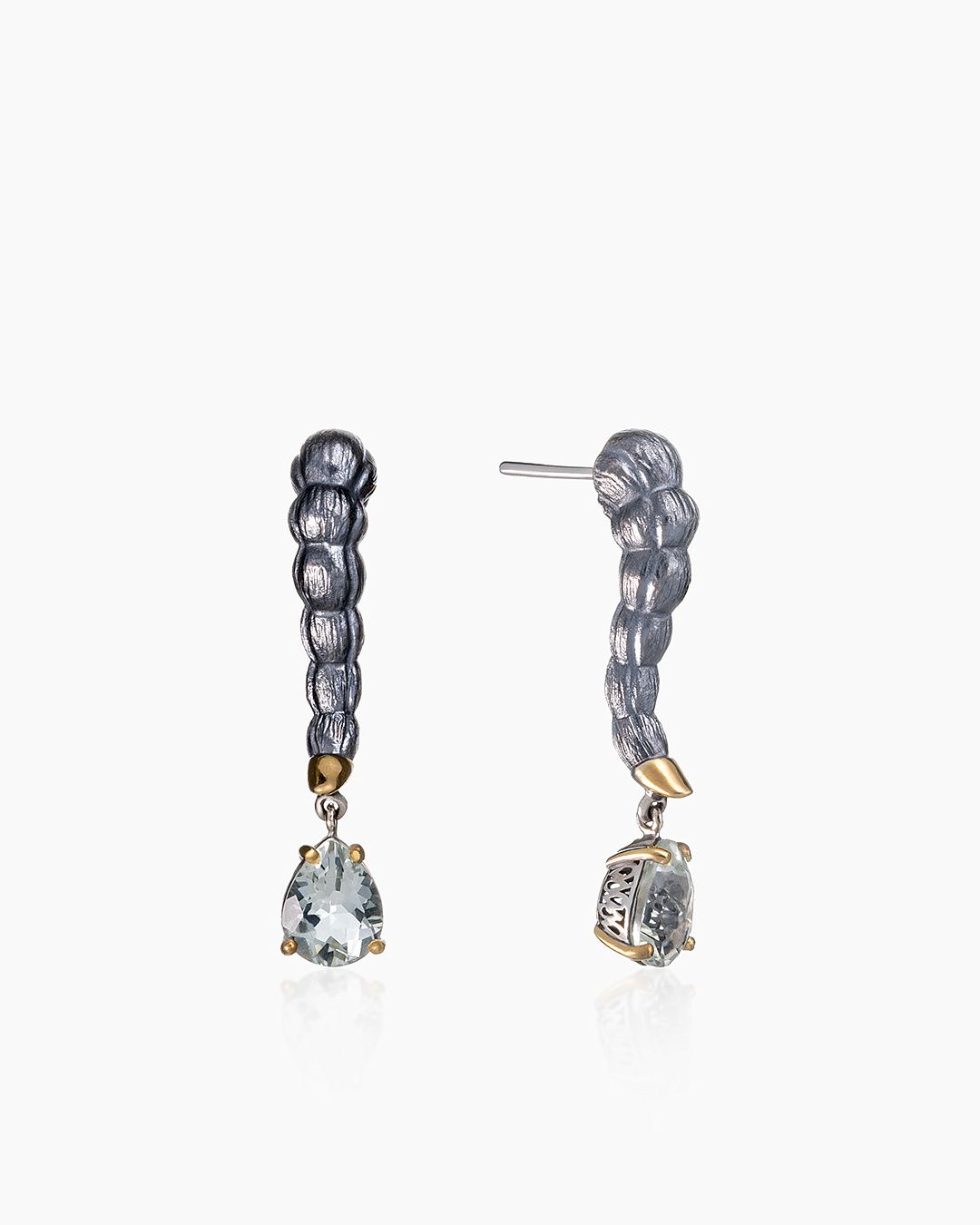 Серьги SARKISSIAN, серебро, 925 проба, празиолит