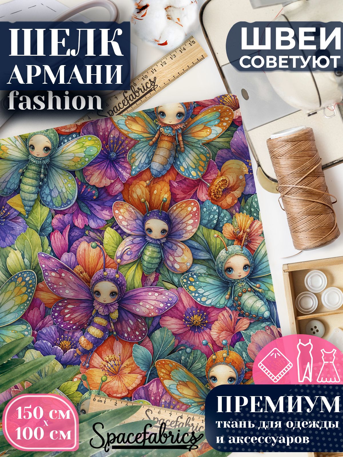 Ткань для шитья шелк Армани, искусственный атлас шелк для костюмов, платьев, юбок с принтом