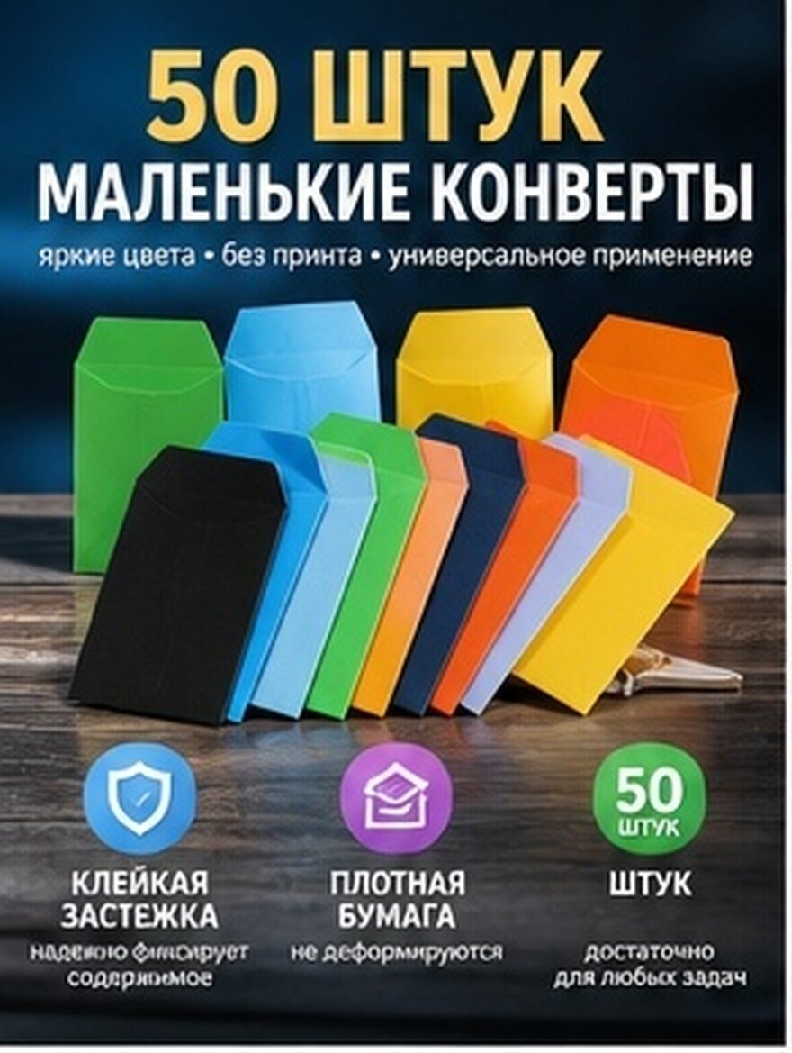 50 Штук Цветные Конверты Для Монет И Семян Размер 9.00X6.00X0.10Cm