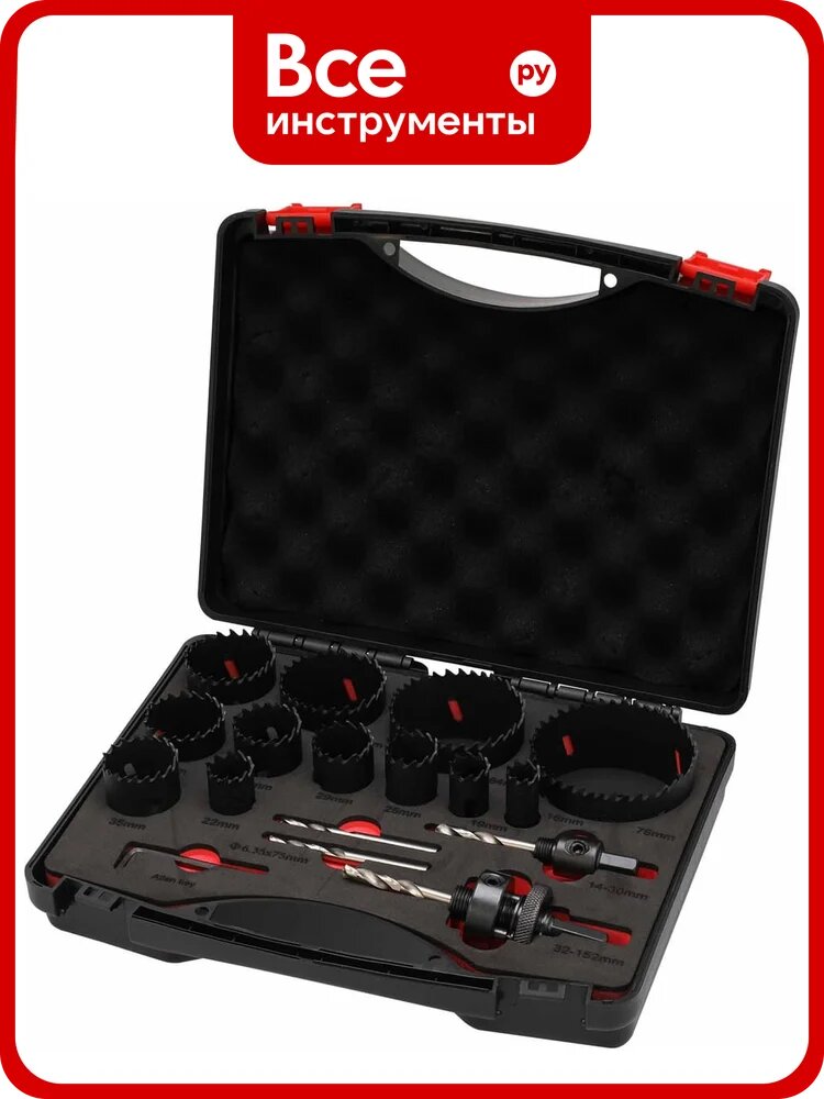 Набор коронок MASTER-TOOL Bi-metall 16-76мм HSSE-Co8 17пр 1014301010012