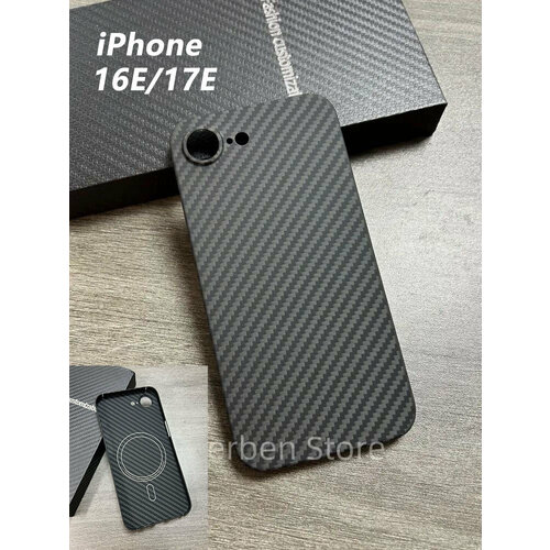 фото Чехол real carbon magsafe apple iphone 16 e/17e, ультратонкий чехол из углеродного волокна для смартфона apple iphone 16e soyes