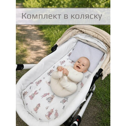 фото Комплект в коляску "цирк" двухсторонний, матрас+подушка, 40х80 см.