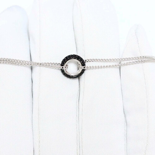 фото Браслет diamant online, серебро, 925 проба, родирование, фианит, длина 17 см., черный