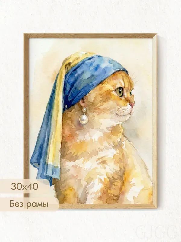 Постер для интерьера "Пушистая аристократка", 30х40см.