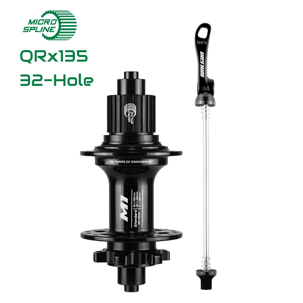WALGUN Втулки для велосипеда M1 12x142 10x135 15x100 мм 28/32/36 отверстий Черный, QR135 MS 32