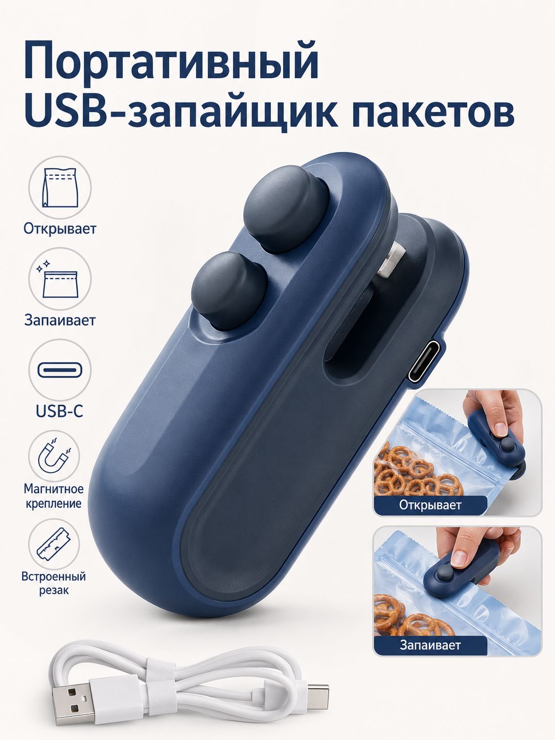Мини вакуумный упаковщик для еды и закусок