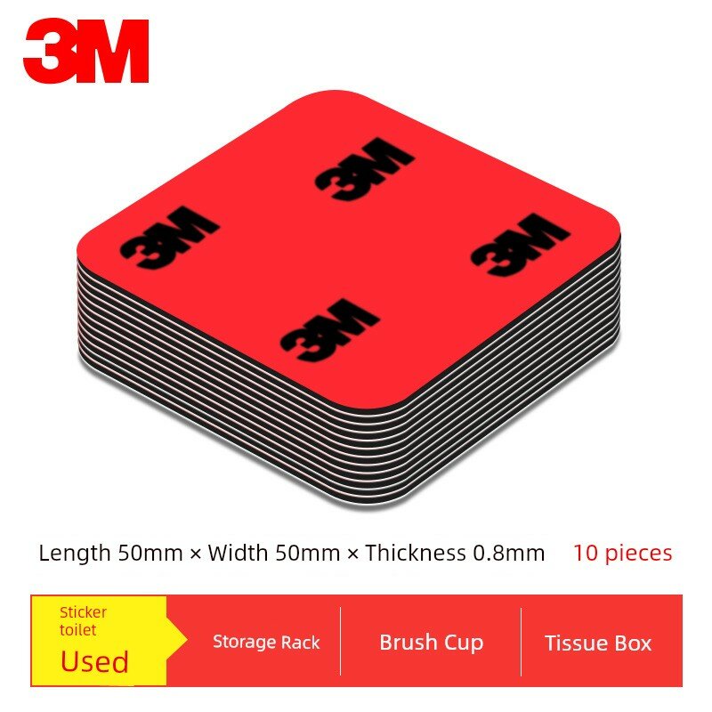 3M Двусторонняя Пенопластовая Лента 50x50 мм Квадрат, 10 Штук Прочный Клей для Телефонных Креплений и Стен