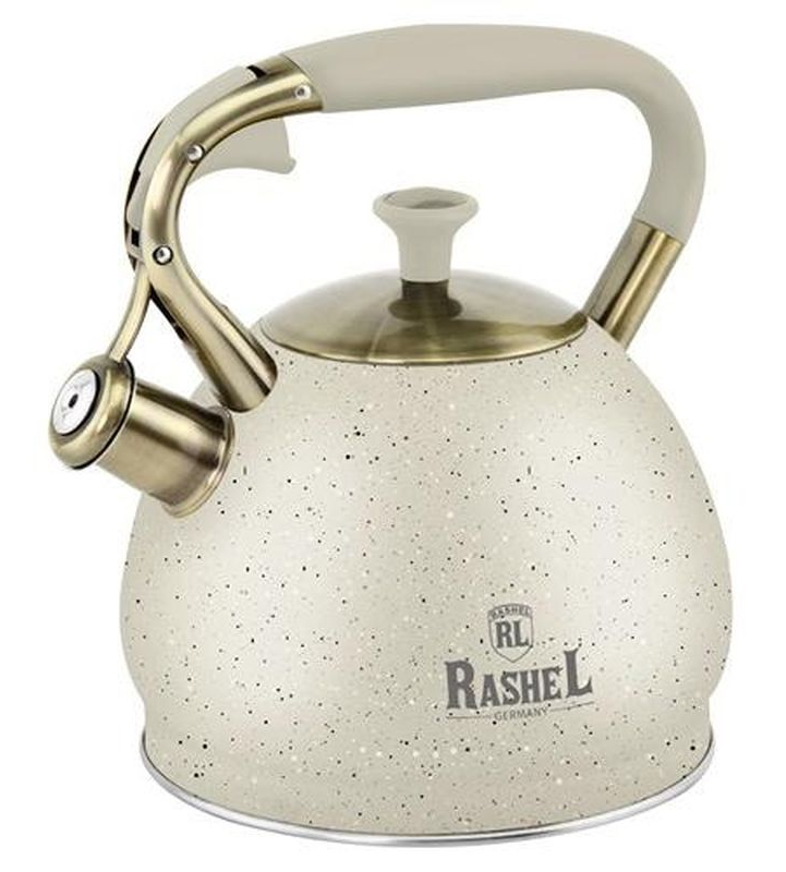 Чайник для плиты RasheL / Ракель M-7902 со свистком из нержавеющей стали кремовый 3л / для кипячения воды