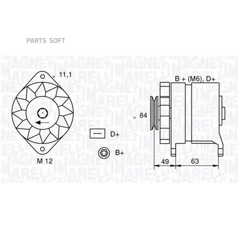 Генератор от официального дистрибьютора, MAGNETI MARELLI, артикул 063321044010