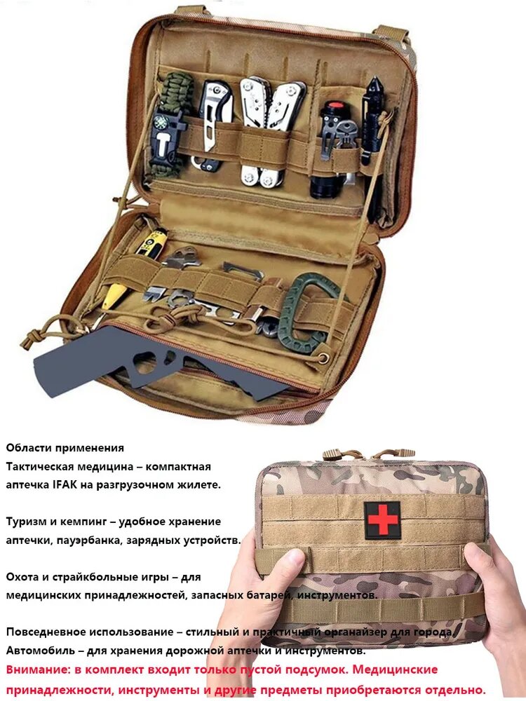 MOLLE-подсумок тактический медицинский универсальный органайзер для аптечки выживания и EDC-снаряжения