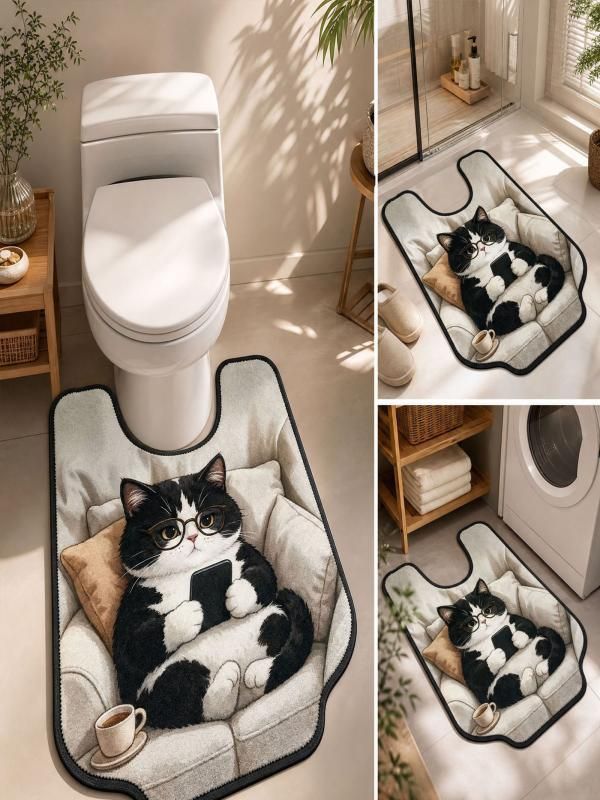 Коврик для туалета 50x60 см животные разноцветный