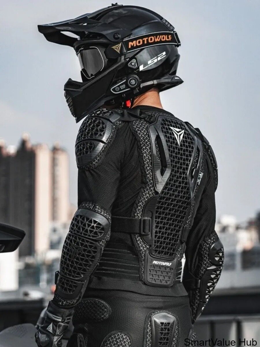 Моточерепаха Motowolf мужская защитная мотокуртка, размер M, черный матовый