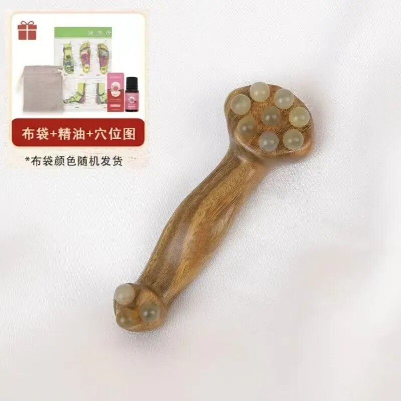 Зелёная сандаловая массажная расчёска ruyi с мешочком, эфирным маслом и схемой для ежедневного массажа головы и глаз