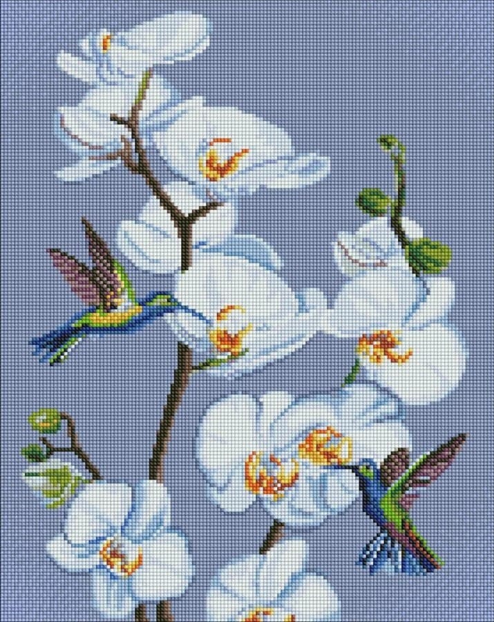 Мозаика Ideyka "Цветущие орхидеи", разноцветный, 40x50 см