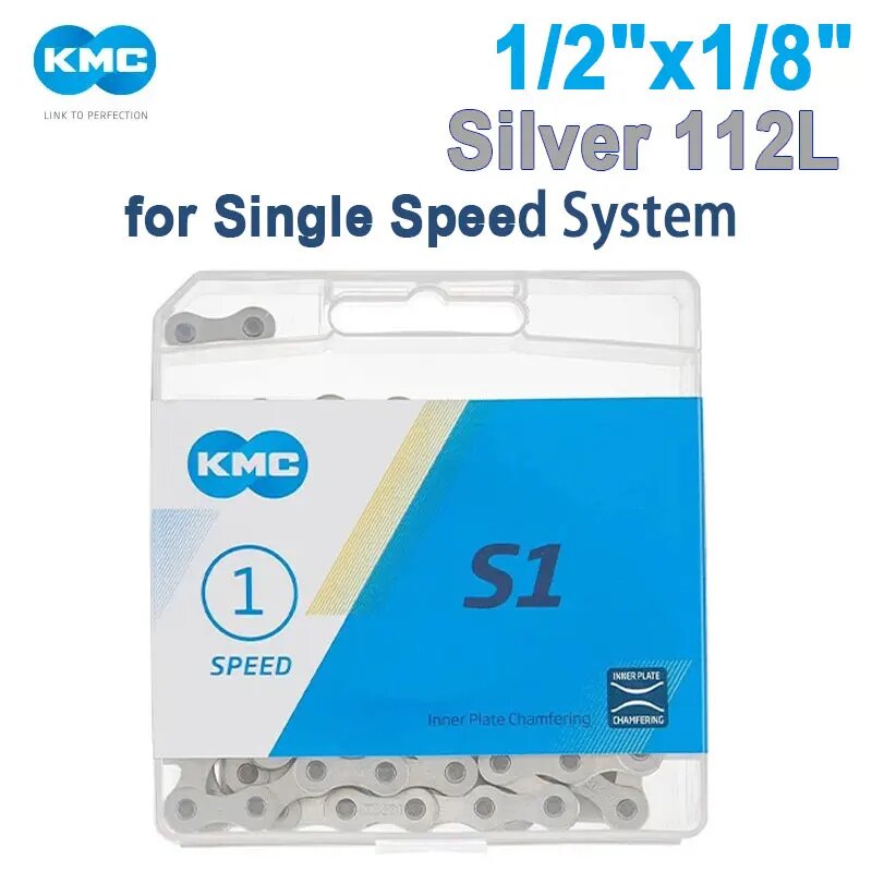 Цепь для велосипеда KMC Single Speed S1 K1 K1SL Z1eHX HL1 BMX Series S1 Silver