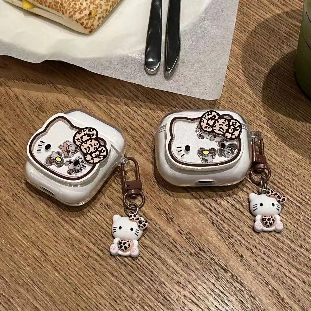 Чехол для наушников Honor Earbuds X7, дизайн Hello Kitty, леопардовый принт