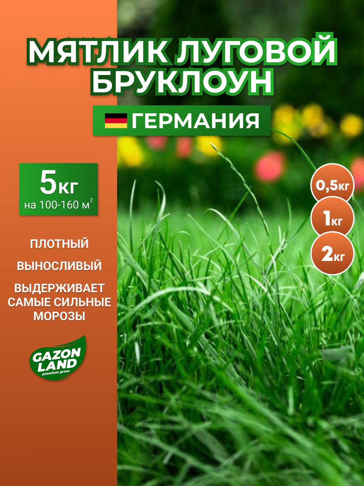 Газонная трава низкорослая мятлик 5 кг