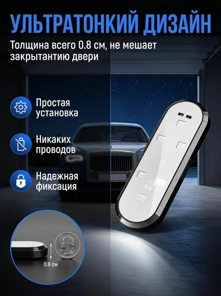 Светодиодная подсветка в авто на магните, освещение в салон машины, зарядка USB, LED лампа в бардачок автомобиля, лампа для шкафа и тумбочки, RGB,1 шт