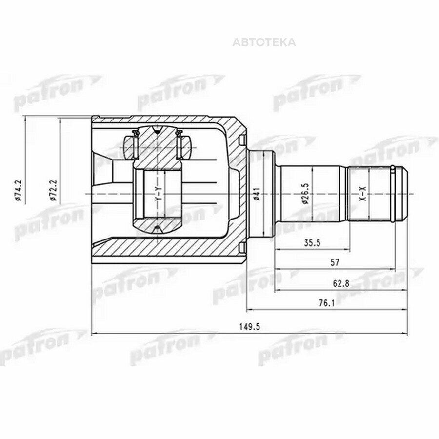 ШРУС внутренний правый 25x41x29 MITSUBISHI LANCER CS 00-09 PATRON PCV1528
