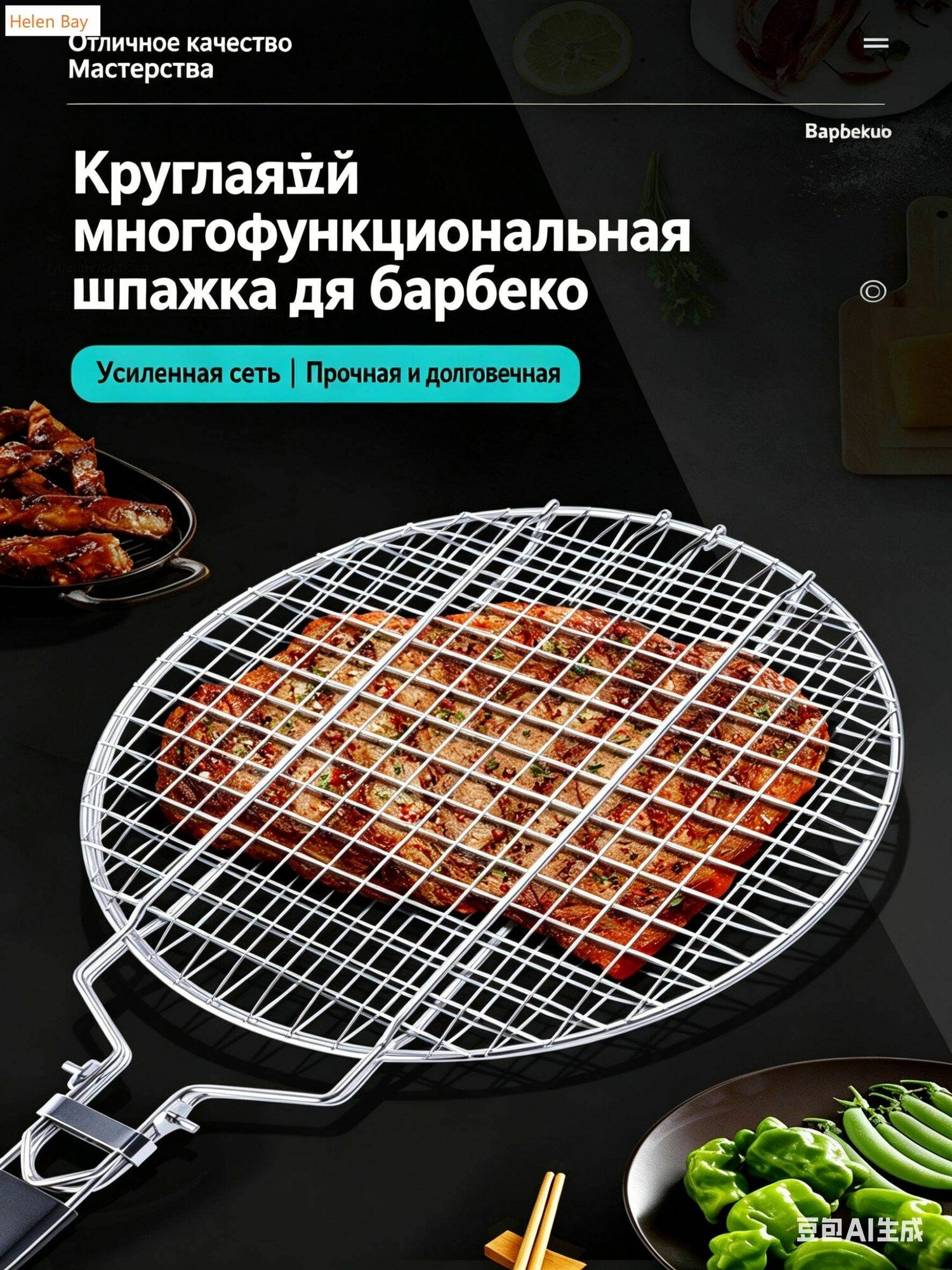 Решетка-гриль 32 см x 28 см нержавеющая сталь