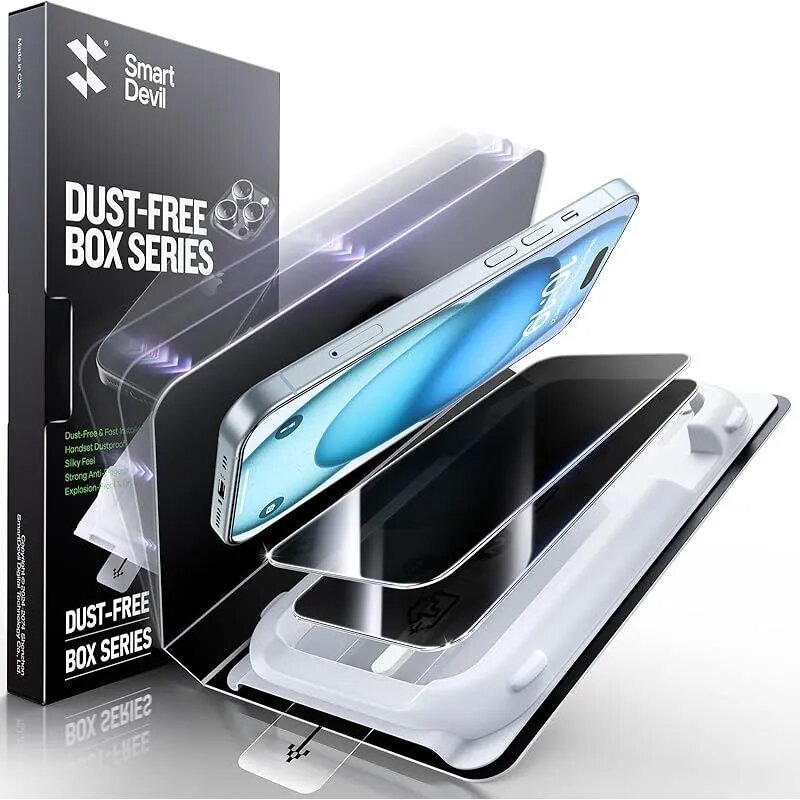 Защитная пленка SMART DEVIL HD для экрана, комплект из двух частей, подходит для iPhone 15 Pro, 6,1 дюйма <небьющееся стекло военного класса твердости 9h>.