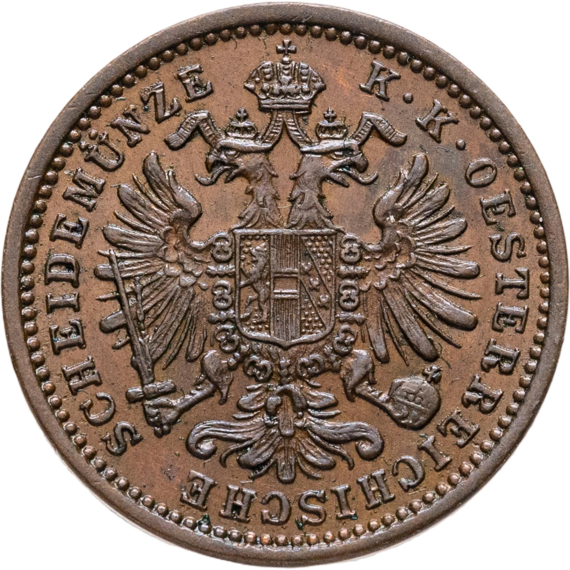 Австро-Венгрия 1 крейцер kreuzer 1891 для Австрии, Медь, в сохранности AU