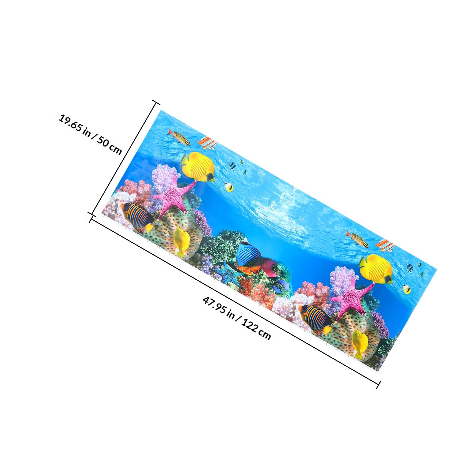 Стильная Наклейка Для Аквариума Синяя 122X50Cm Двусторонняя Прочная И Яркая Подходит Для Создания Красивого Интерьера