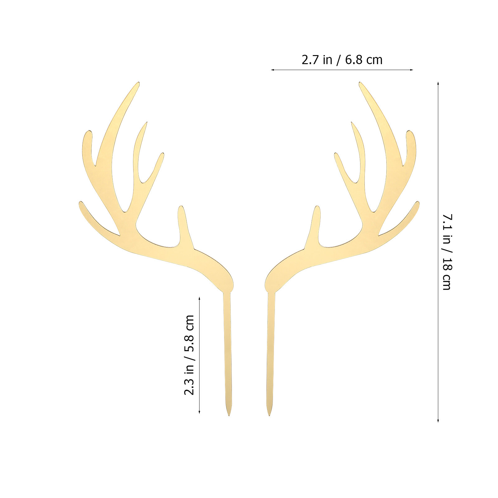 5 Пcs Antlers Для Декорации Тортов И Капкейсов Золотые Прически В Форме Оленьих Рогов Для Christmas Party 18x10x0 2 Cm