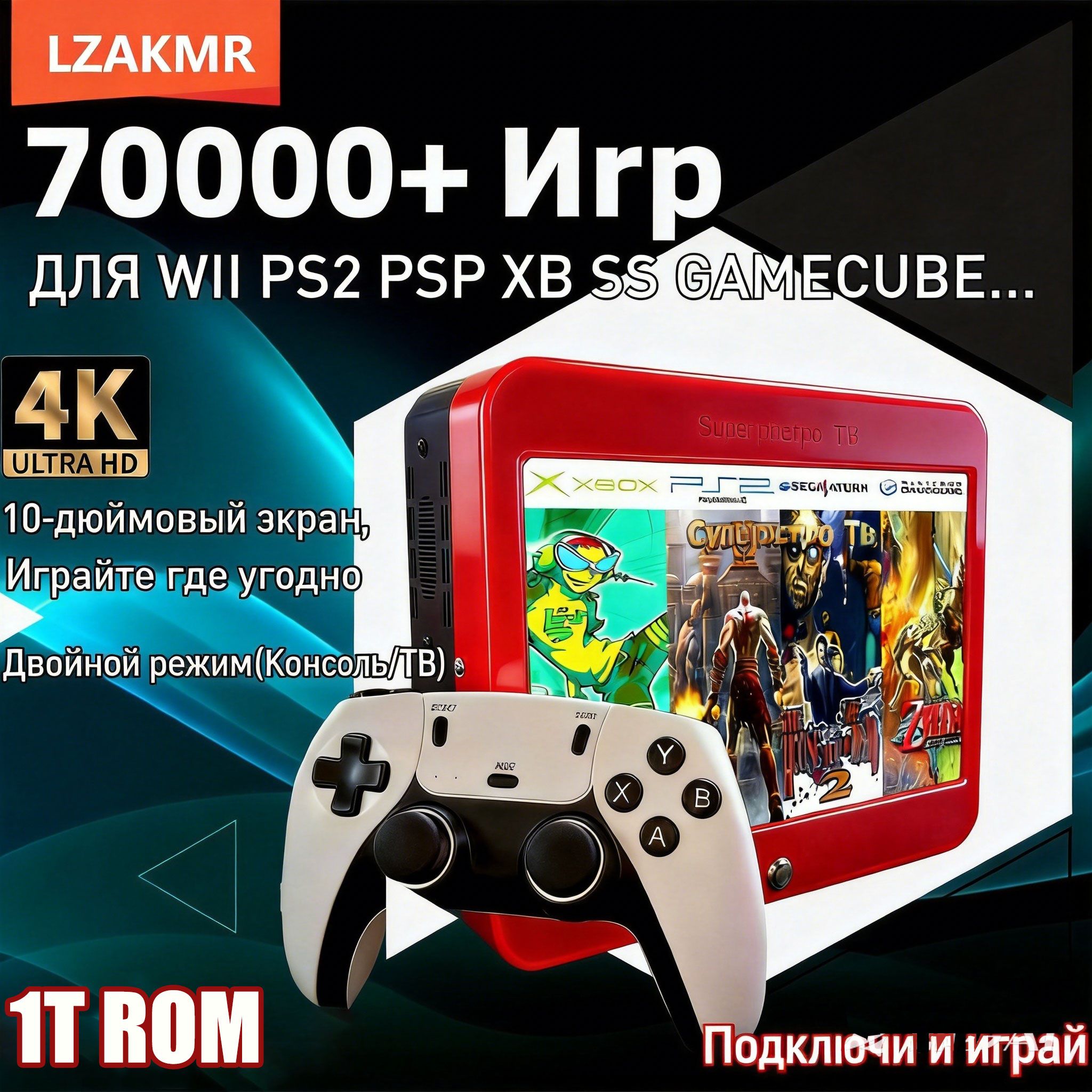 Консоль видеоигр T1 Dual System 1T ROM 70000+ игры 60+ эмуляторы для PS2/PSP/Wii/SS/NGC