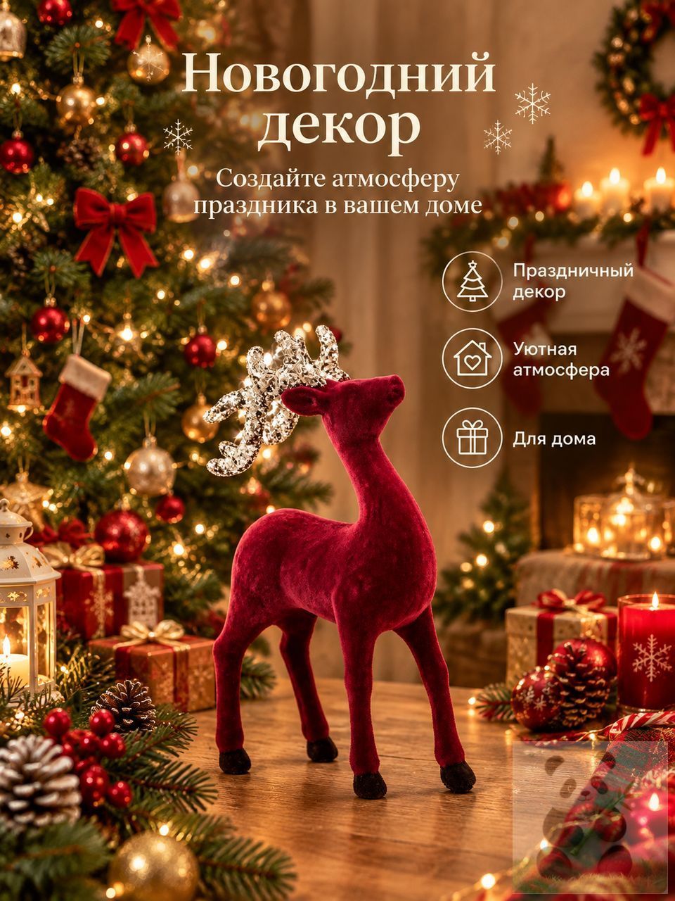 Игрушка под елку красный, высота 23 см, длина 13 см