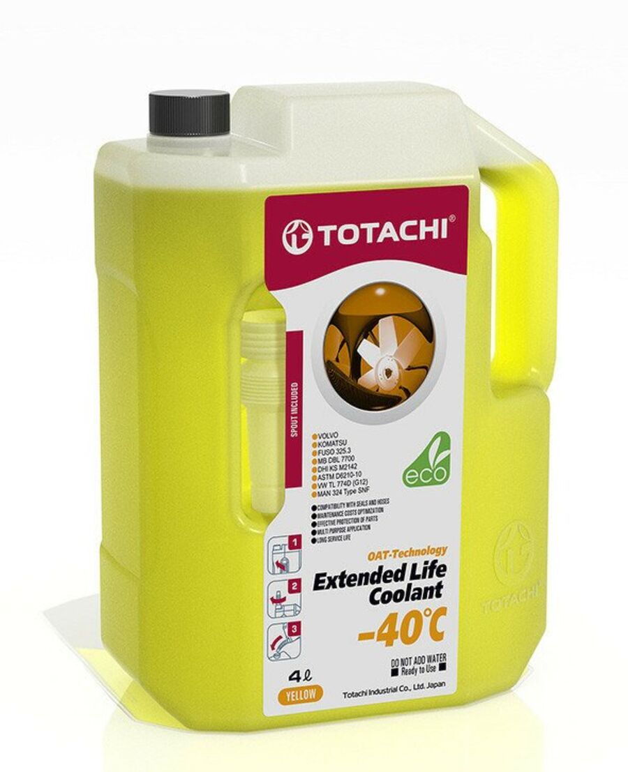 Жидкость Охлаждающая Низкозамерзающая Totachi Extended Life Coolant Yellow -40 C 4Л (TOTACHI 43704)