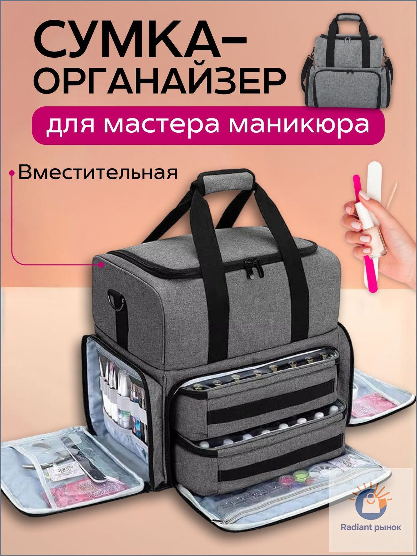 Премиумкейс для маникюра, сумкаорганайзер