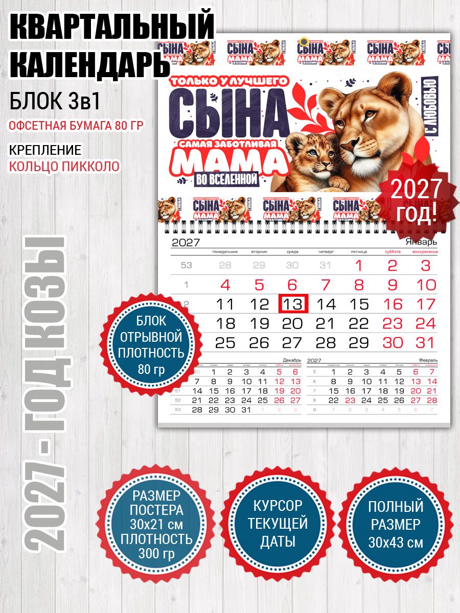 Календарь 2027 для сына и мамы