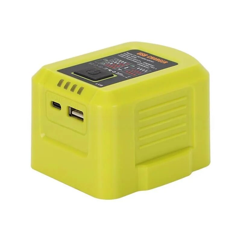 Портативная 100W быстрая зарядка "ADP01" / для RYOBI 18V ONE+ литиевый аккумулятор, USB порт, двухсторонняя зарядка.