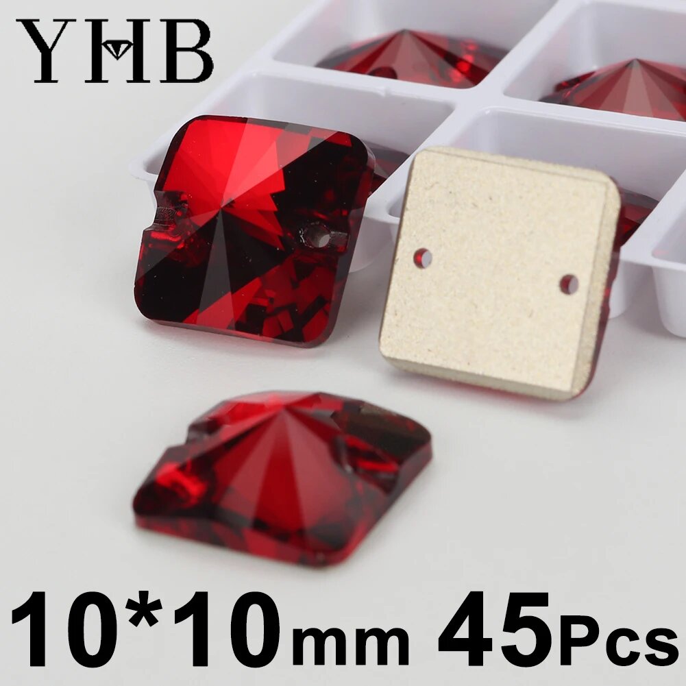 Стразы YHB T208 Siam Galactic Lemon Drop стекло Rivoli Square 10mm
