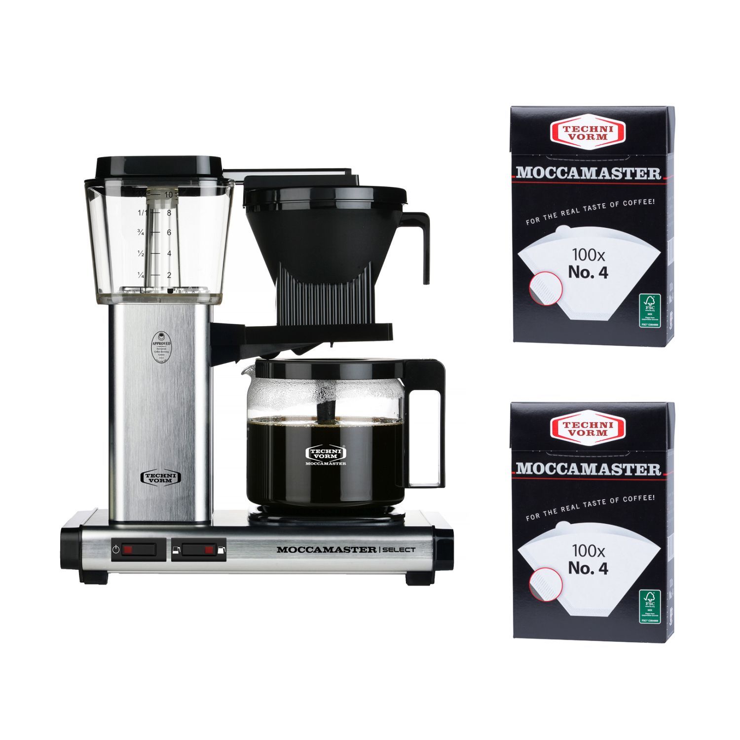 Кофеварка капельного типа Moccamaster KBG 741 Select - Silver Brushed со сменными фильтрами (2 уп.)