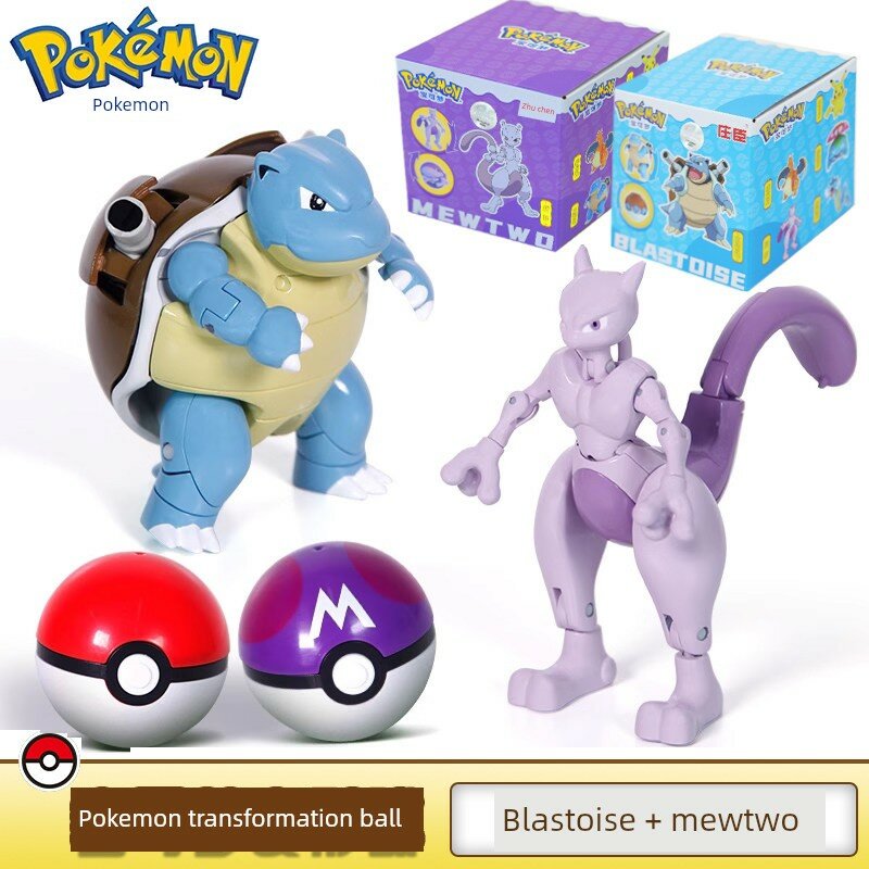 Pokemon Blastoise VS Mewtwo 2Pcs Figurka Igrushka Pokemball Dlya Khraneniya Detey Gift