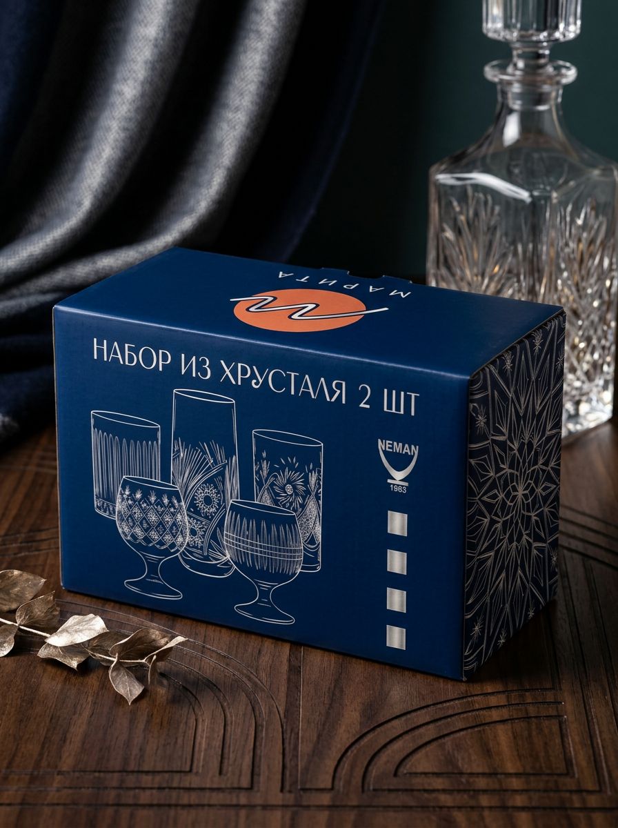 Хрустальные стаканы для виски коньяка, 330 мл. набор 2 шт, Неман, N_5107/330гр 2шт — фото 1