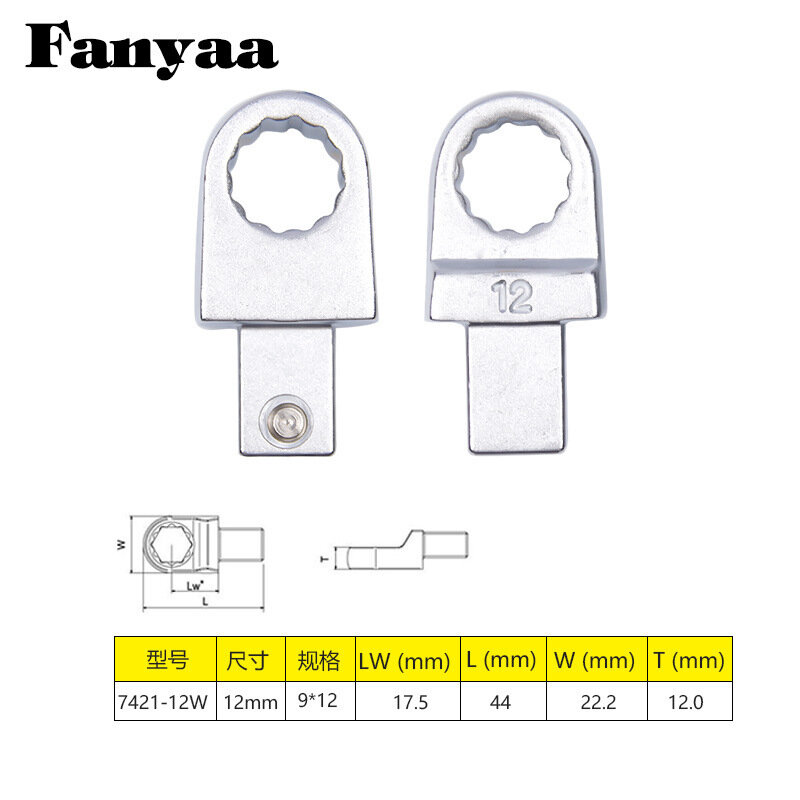 Fanyaa 9x12мм Сменная Гекс Головка для Торк-Ключа - 12мм, Профессиональный Авто-Инструмент