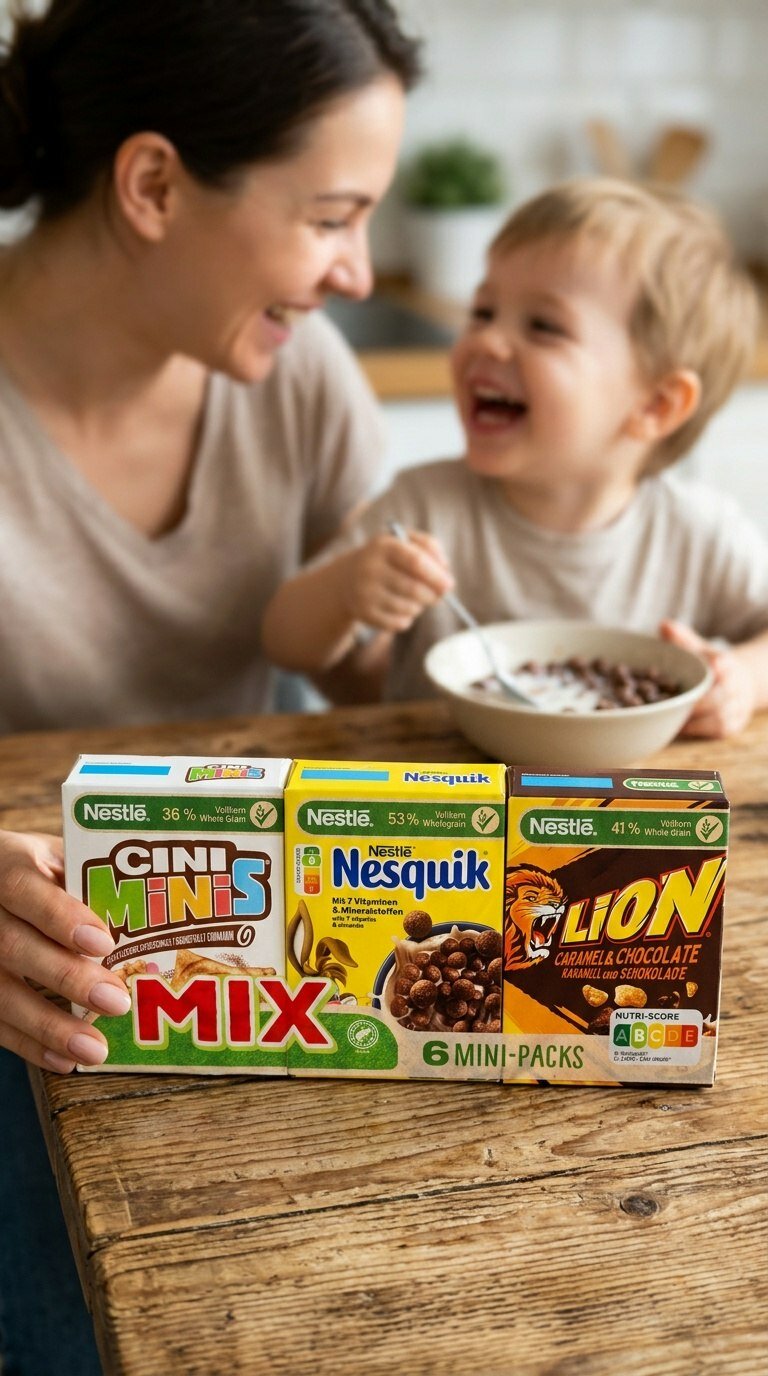 Набор готовых завтраков Nestle Мини Микс, 200 граммов, 6 упаковок с популярными вкусами: Nesquik, Lion, cini Minis