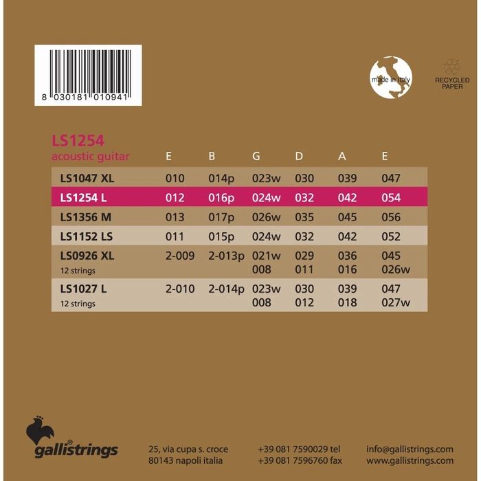 Galli Strings LS1254 Струны для акустической гитары