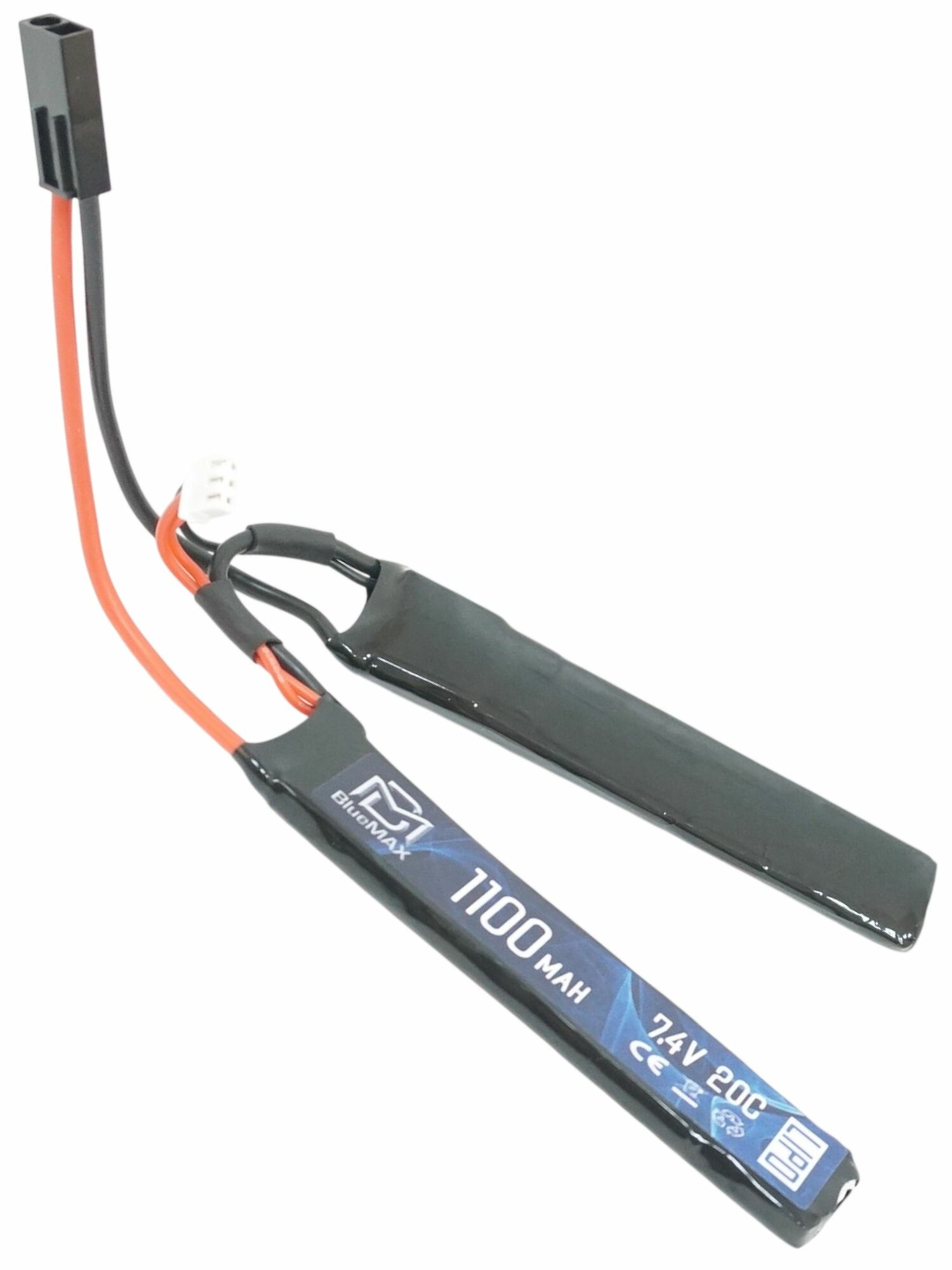Аккумулятор BlueMAX Li-Po 7.4V 1100mah 20C Nunchuck, 2x (102x21x5) мм
