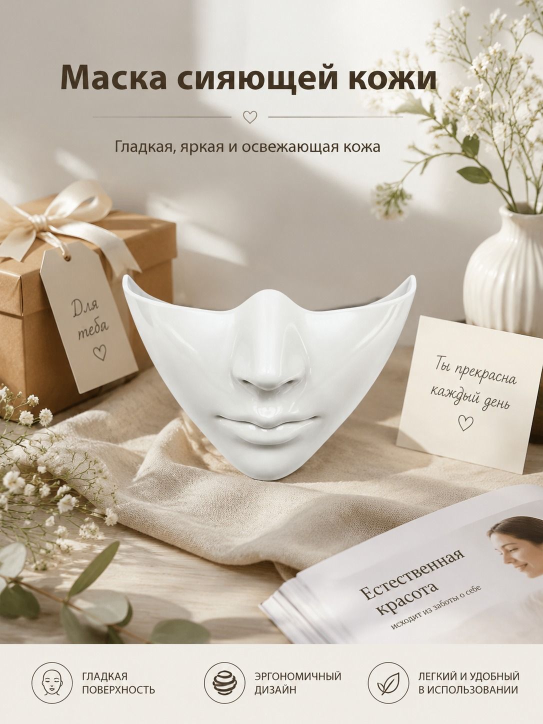 Полумаска пластиковая милая механическая декоративная для косплея и вечеринок, коллекционная аниме-персонаж, белая