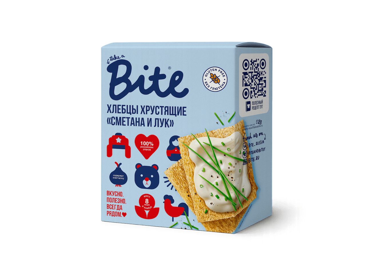 Хлебцы хрустящие кукурузно-рисовые со вкусом сметаны и лука, 100г. Take A Bite
