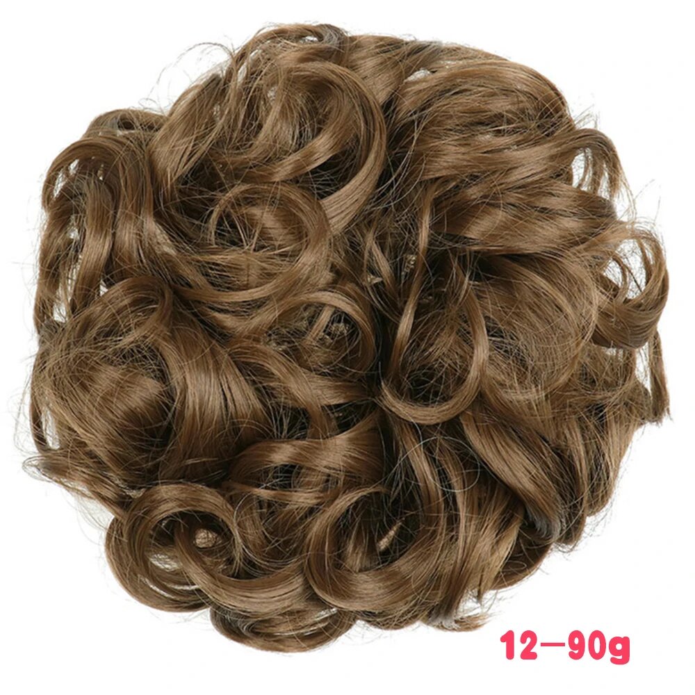 MERISIHAIR синтетический завитой шиньон коричневый серый 90g-12