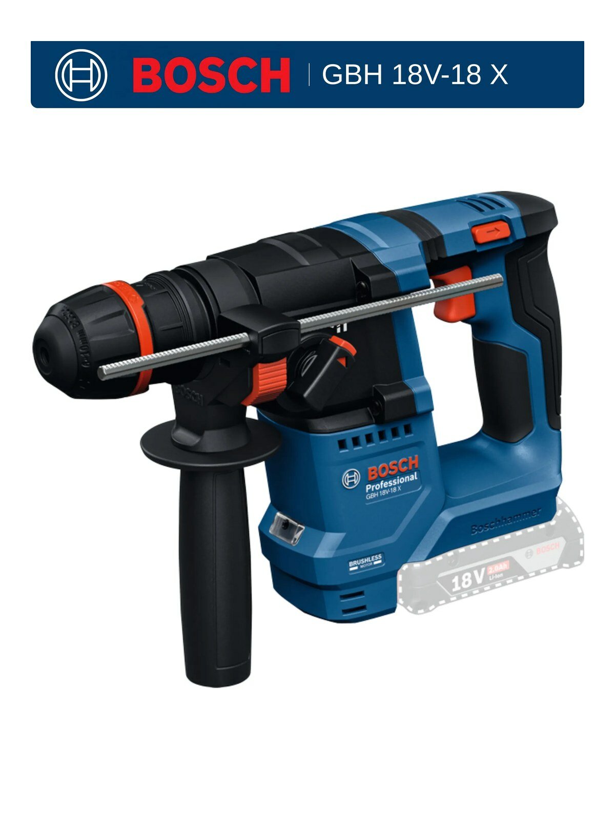 Перфоратор аккумуляторный Bosch GBH 18V-18 X Professional, ONECHUCK, 1,5 Дж, SDS plus, без АКБ и ЗУ