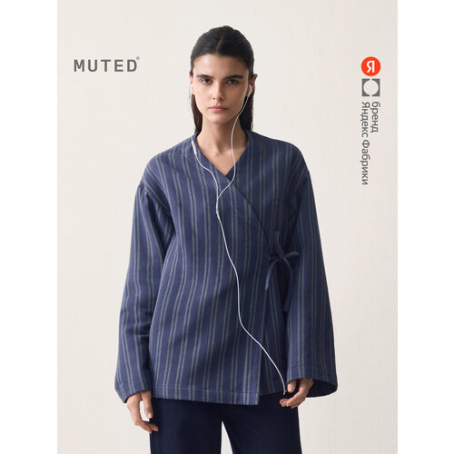 фото Рубашка muted кимоно из фланели, размер xs, темно-синий