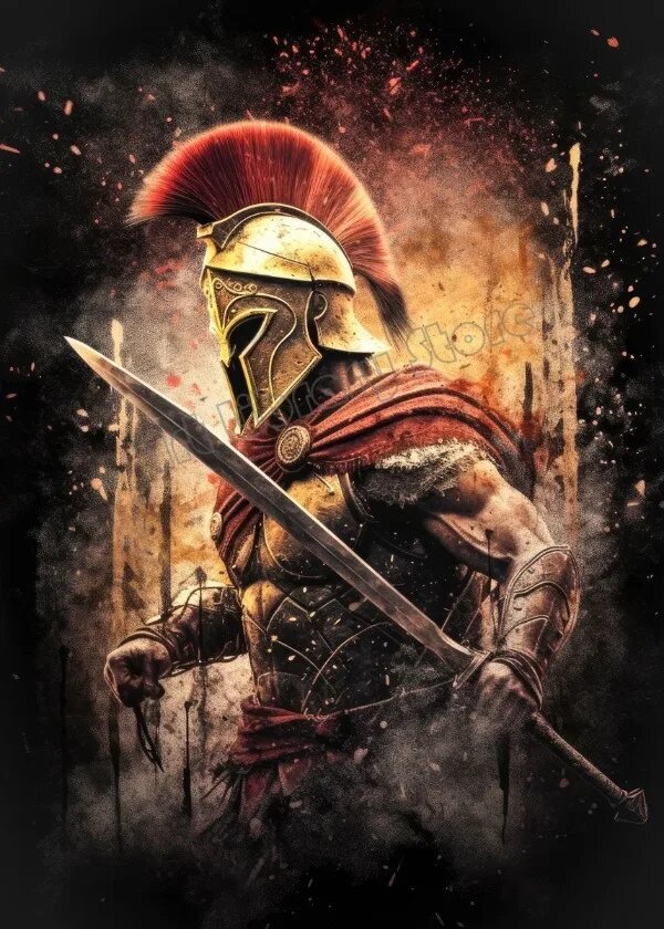 Abstract Spartan Warriors Poster на холсте